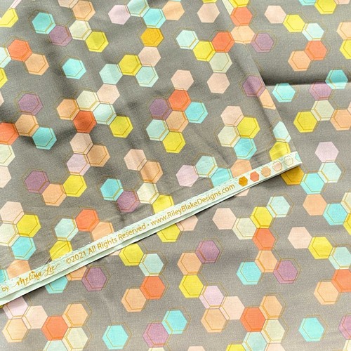 BTY Riley Blake Geometric Fabric Taupe Cotton - Picture 2 of 4
