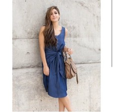 Astr The Label Women’s XS Stretch Lyocell Blend Denim Tie Wrap Dress Short Tank