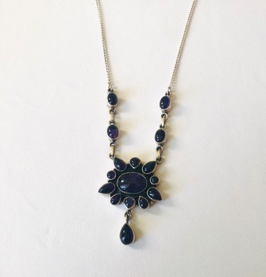 Collier Pendentif Fleur En Argent 925 Avec Améthystes - Neuf Sans Emballage