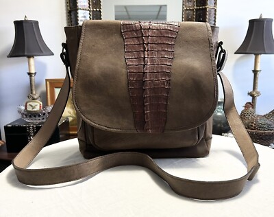 Rogers Boots Hornback Crocodile & Leather Crossbody Messenger Bag Large Unisex
