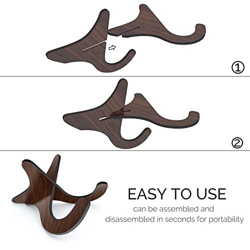 Wooden Ukulele Stand Violin Mandolin Folding Portable Stand Black walnut - Picture 5 of 7