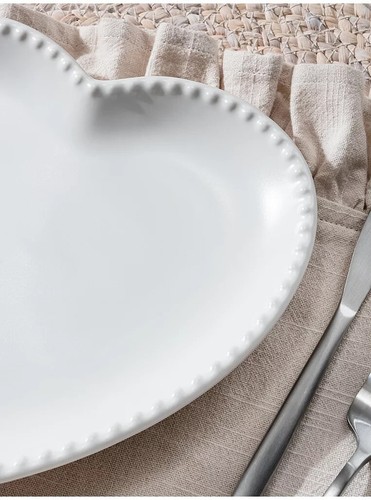 Stacey Solomon White Beaded Heart Side Plate 20.5 x 16.5 x Set Of 4 Brand New - Picture 2 of 4