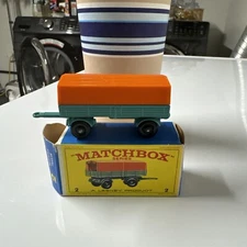 Lesney Matchbox MERCEDES TRAILER No 2 BLUE 1960s Vintage In Box MINT