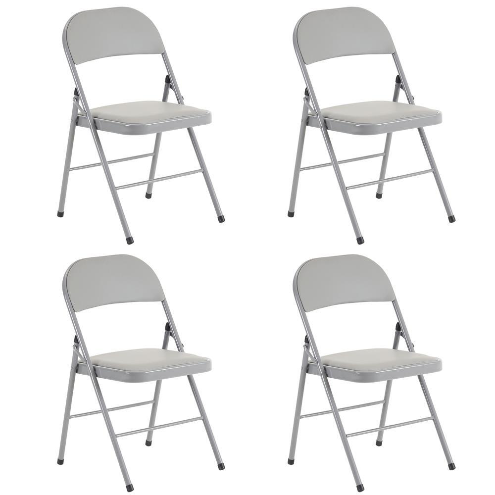 TUBULAR STEEL FOLDING CHAIR グレー2脚 2 pack) Mainstays All-Steel Metal Folding Chair, Gray