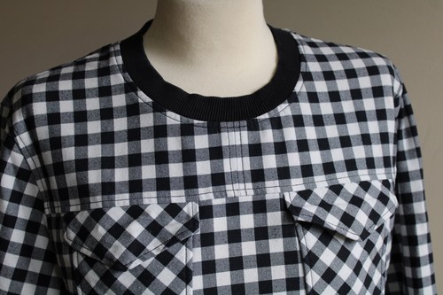 Esprit Opening Ceremony S Black White Gingham Check Top Shirt Pullover Long Slv - Picture 2 of 11