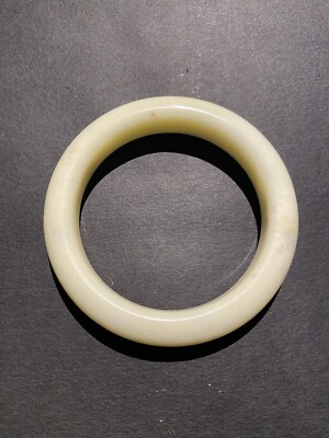 Superb And Rare Chinese Hand Carved Solid White Jade Bangle 55mm