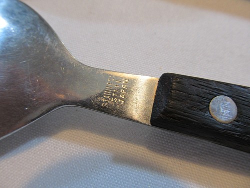 Vintage Salad Serving Set Teak Handle Stainless Japan MCM Mid Century Modern - Picture 6 of 9