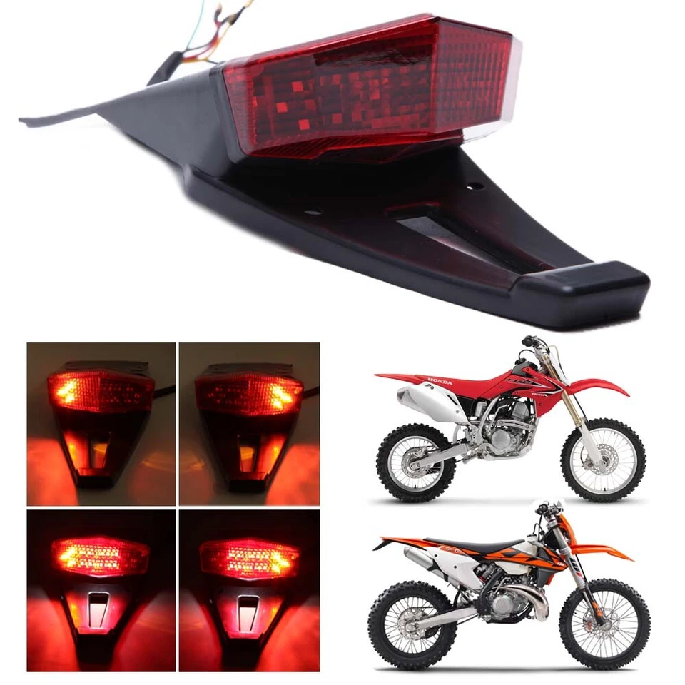 LED Motorcycle Dirt Bike Rear Fender Tail Light Turn Signals For Kawasaki KX250F - Image 2 of 4