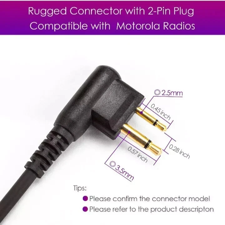 2 x Acoustic Tube Earpiece w/ Mic - Motorola BPR40/CP/CLS/DTR/PR/RDU/RMU - Black - Image 4 of 4