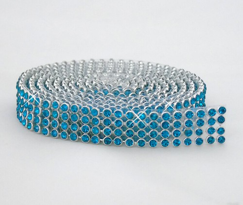 Hotfix PEACOCK BLUE Mesh Strassband SS8 Borte 1,3 cm 4 Reihen zum Aufbügeln Stra - Picture 2 of 7