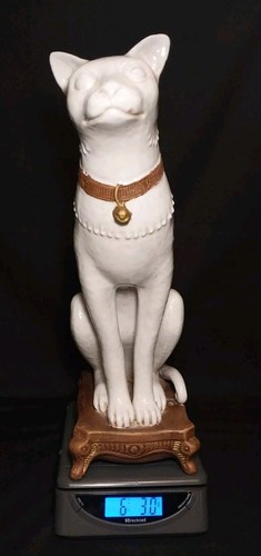 Large 15" VTG Signed Italian Capodimante Cat On Pillow Statue - Immaculate!!! - Picture 23 of 24
