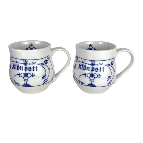 Spulmaschinenfest Klon Pott Mugs Cups Set 2 Coffee Tea Claw Pot White With Blue - Picture 9 of 9