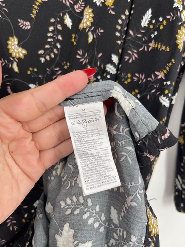 Vestido recto floral GAP manga 3/4 negro floral mediano - Imagen 3 de 7