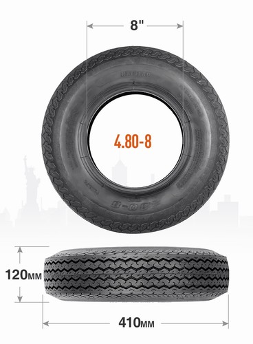 Set Of 2 4.80-8 Trailer Tires 6Ply Heavy Duty 4.80x8 Tubeless Replacement Tyres - Picture 3 of 8