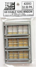 O Scale Tichy Train Group 2093 6-6 Double-Hung Window w/Glazing & Shades (6) pcs
