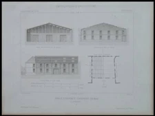 EPERNAY, HALL MAISON CHAMPAGNE PERRIER JOUËT -1882- 2 ENGRAVINGS, EUGENE CORDIER