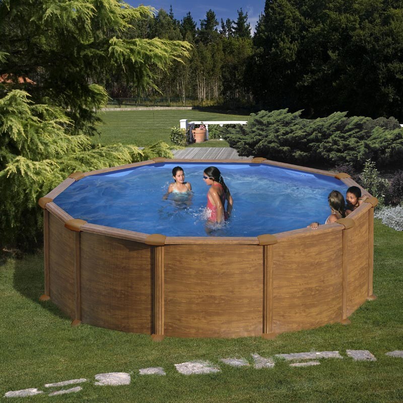 Piscina desmontable Gre Mauritius circular imitación madera Ø350 x ↕132 cm
