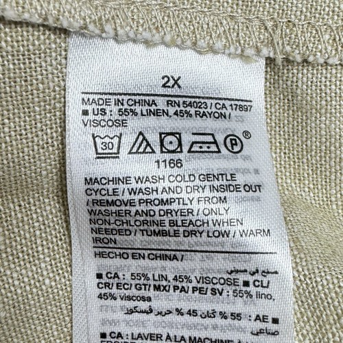 Old Navy pantaloncino donna misto lino taglia 2x beige vita alta avvolgente davanti spiaggia nuovo senza etichette - Foto 8 di 8