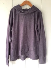 Women's Freely Hoodie Sweatshirt  XL Purple Thumbholes Cozy Minimalist Capsule