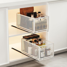 2 Pack No Drill Pull Out Cabinet Organizers - Sliding Drawers for Kitchen