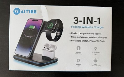 WAITIEE Wireless Charger 3in1 Fast Charging Station for Apple iPhone iPod Watch 