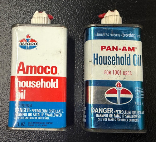 Vintage ~ Amoco ~ Household Oil ~ Tins ~ Lot of 2 ~ FREE SHIPPING