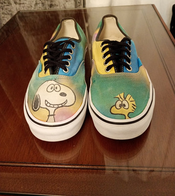 Vans x Peanuts Authentic Snoopy Woodstock Tie Dye Canvas Shoes Men's Low Top