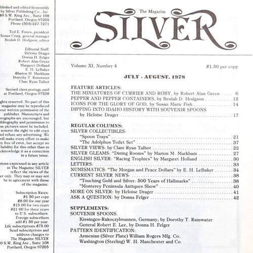 Silver Magazine • July / August 1978 • Currier & Roy, Souvenir Spoons - Picture 2 of 2