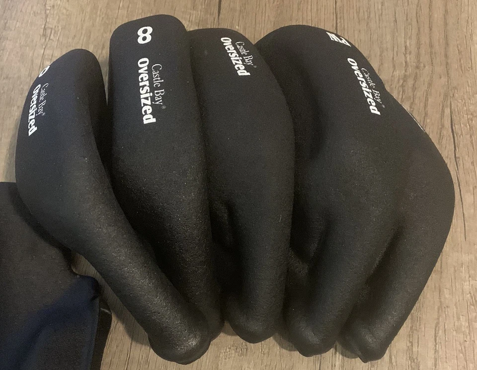 Juego de 10 cubiertas de hierro de gran tamaño Castle Bay de goma negra suave 3-9, SW, PW Foto 4 de 4