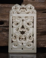 Certified Natural Hetian Jade Hand-carved Exquisite Dragon&Phoenix Pendant 21625