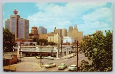 Vintage Houston Texas Skyline Postcard Conoco Building 1950s