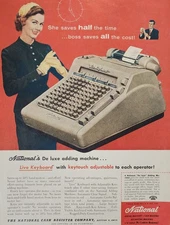National Adding Machine Picture Magazine Ad Original Vintage Half The Time