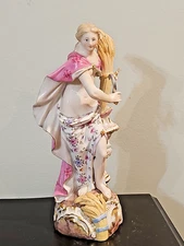 RARE Meissen the Fertility Goddess Demeter w/ Wheat Sheaf & Sickle 8.75"