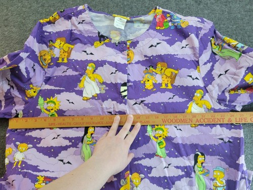 The Simpson's Purple Halloween Scrub Top Sz XL Treehouse Of Horror Fun 2003 Y2K - Picture 7 of 14