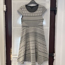 Topshop Maternity Black White Fit And Flare Dress Size 10