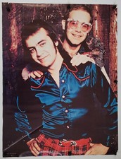 Vintage Elton John Bernie Taupin Poster 2 SIDED 17 X 22 1970s RARE