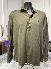 Vintage Polo Ralph Lauren Polo Shirt Mens Large Pullover Long Sleeve Rugby Green