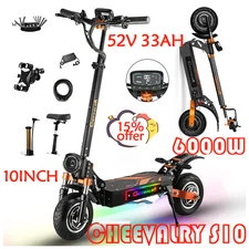 Cheevalry S10 52V 33Ah 6000W 10inch Offroad Folding E-Scooter +seat 70KM/H 110KM