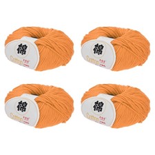Cotton Yarn,Soft Knitting Yarn 4 Packages of 200g/7.05oz/ Light Orange