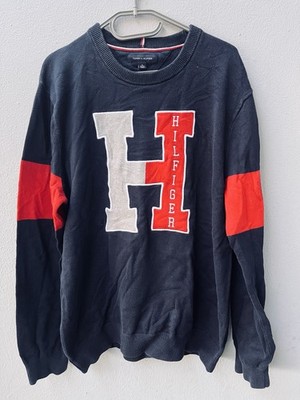 Tommy Hilfiger Herren Pullover   Dunkelblau mit auffälligem H-Logo   Größe XL