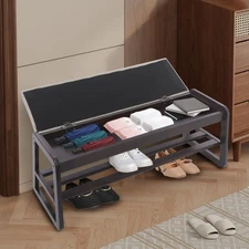 Entryway Shoe Bench Boots Rack W/ Cushion & Storage Space Shoes Stand Stool Home