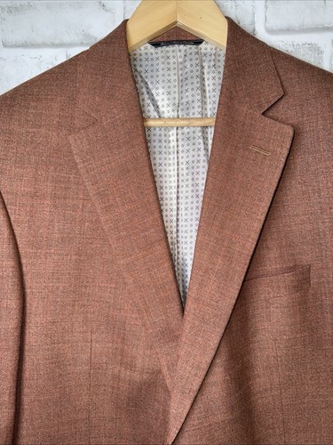 Jack Victor Gibson SPJ Brown Woven Wool Silk Linen Blend Sport Coat Mens 42 R - Picture 6 of 10