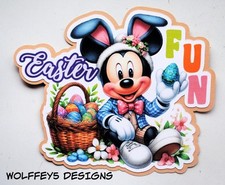 ELITE4U DISNEy mouse EASTER TIITLE premade paper piecing scrapbook PIECE DIECUT