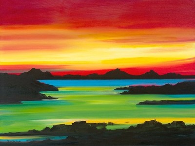 Aultbea, Wester Ross Schottland Original Ölgemälde 40 x 30 tiefer Rand Kasten Leinwand