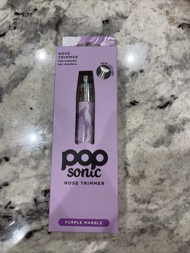 Pop Sonic Portable Nose Hair Trimmer Purple Marble W/LED LIGHT Battery Operated