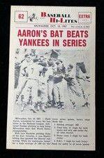 1960 Nu Card Hi-Lites # 62 Hank Aaron Milwaukee Braves 5-1/2 x3-1/4⚾️ 1960 Nu Card Hi-Lites # 62 Hank Aaron Milwaukee Braves 5-1/2 x3-1/4⚾️