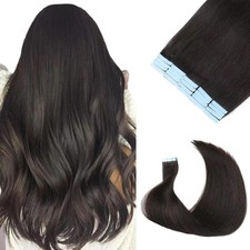 Seamless Tape in Human Hair Extensions Skin Weft Remy Hair Natural Black 20inch
