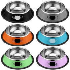 6 Pcs Cat Bowls for Food and Water Cat Dishes Stainless Steel Pet Food Bowls ...