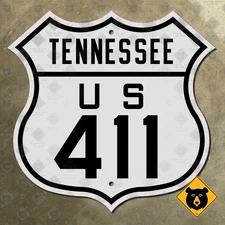 Tennessee US Route 411 highway road sign shield Sevierville Newport 12x12