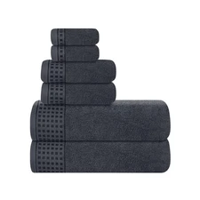 6-Pack Charcoal Grey Cotton Towel Set 2 Bath 2 Hand 2 Washcloths Soft